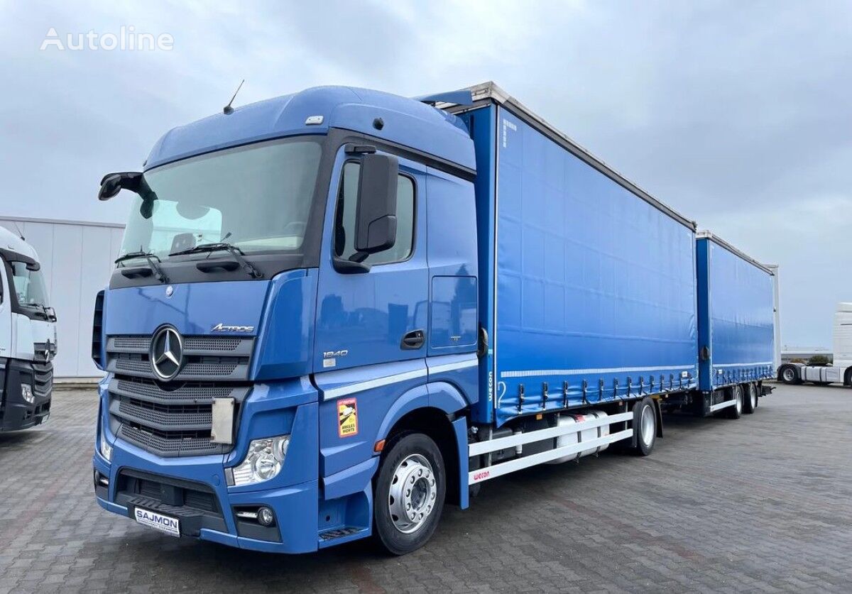 грузовик штора Mercedes-Benz ACTROS 1840 / ZESTAW TANDEM 120 M3 / 7,75 M + 7,75 M / SALON PL + прицеп штора